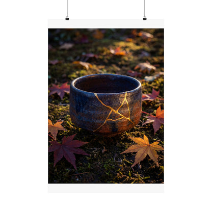 Moonlit Garden Wall Art Print | Autumn Kintsugi Gold Repair Art Art Print