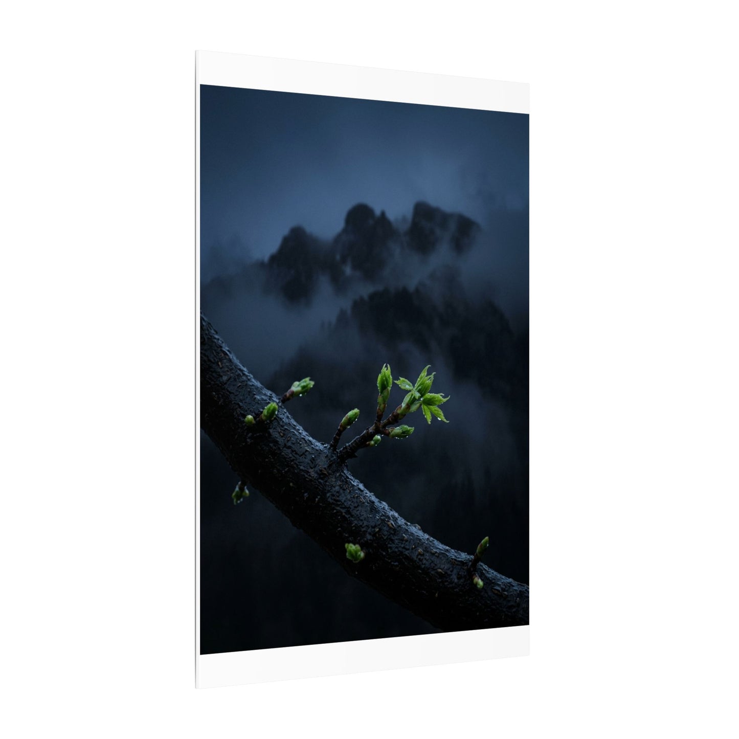 Moonlight Mountain Mist Canvas Art - Dark Japandi Kanso