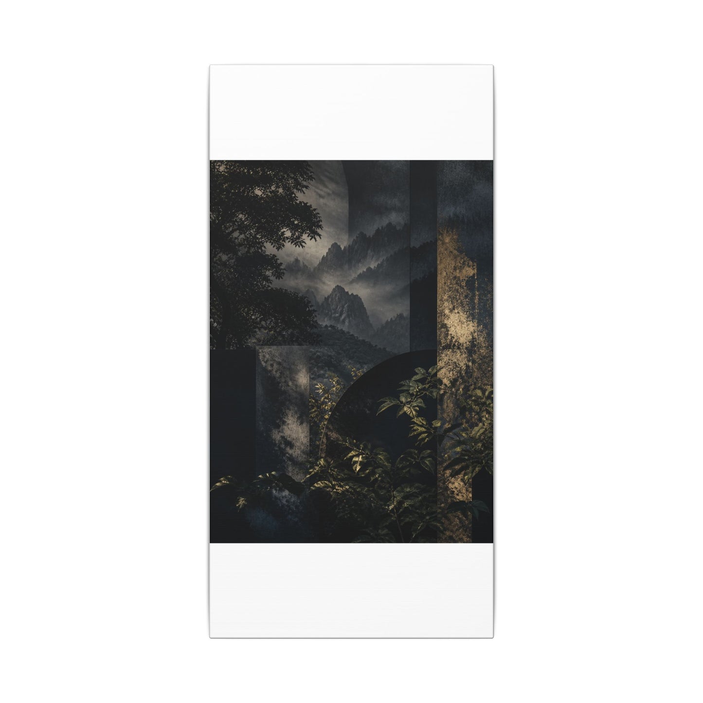 Mountain Mist Summer Canvas Art | Dark Japandi Atmospheric Design