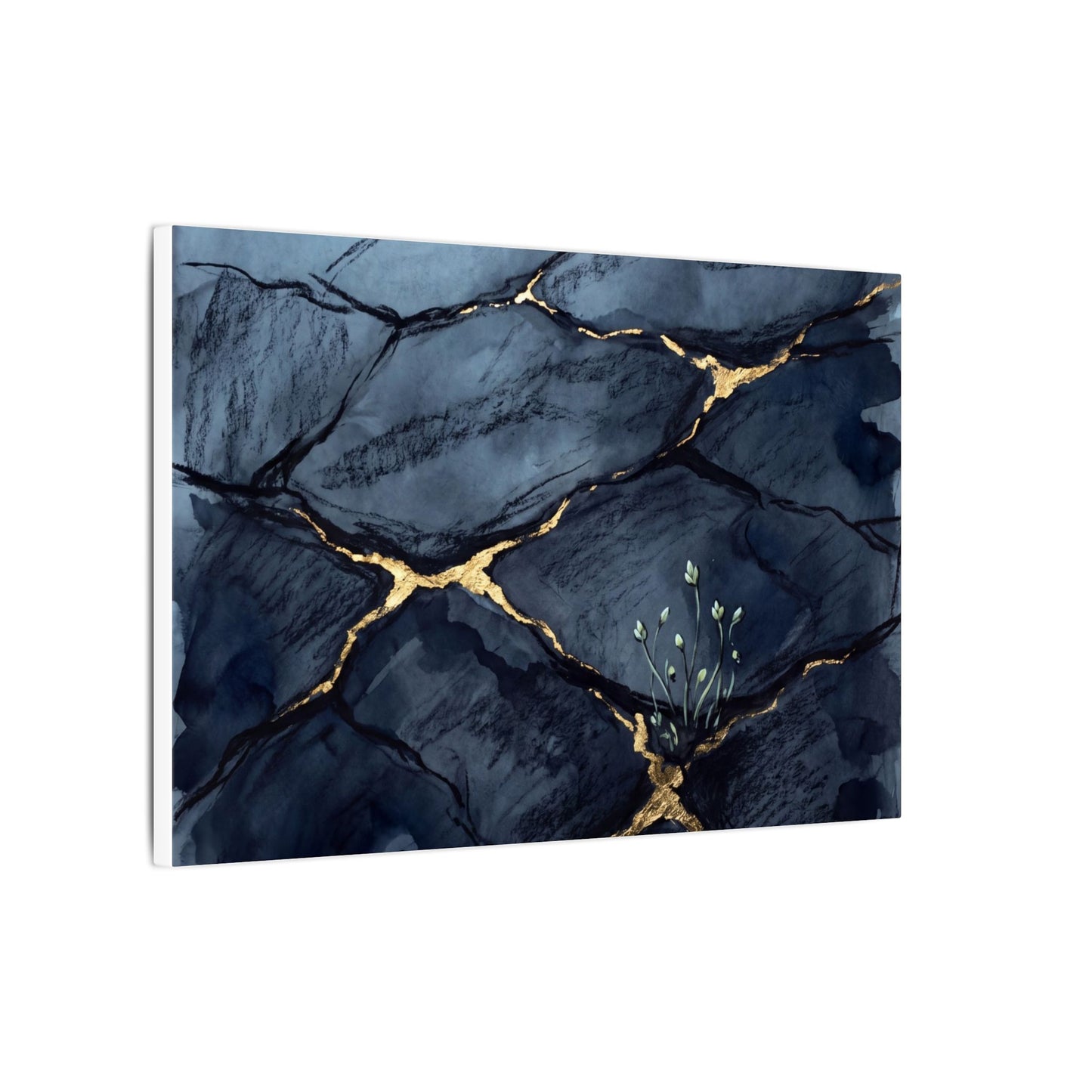 Mono No Aware Cracked Earth Canvas Art - Dark Japandi Charcoal Ink