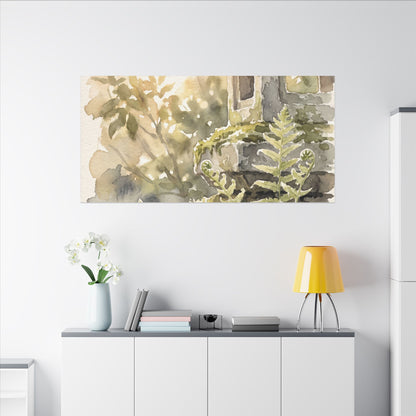 Earthy Stone Lantern Canvas Art - Watercolor Japandi