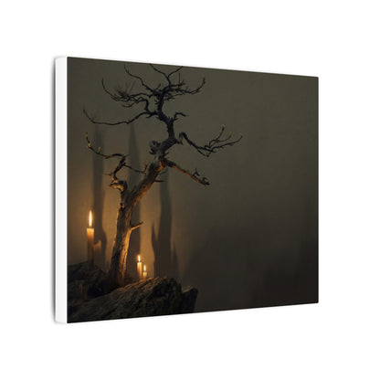 Ma Pine Tree Canvas Art - Dark Japandi Shadow Zen