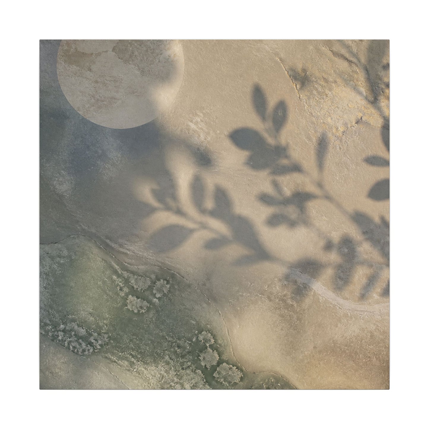 Japandi Shadow Play in Moonlight | Texture Canvas Art