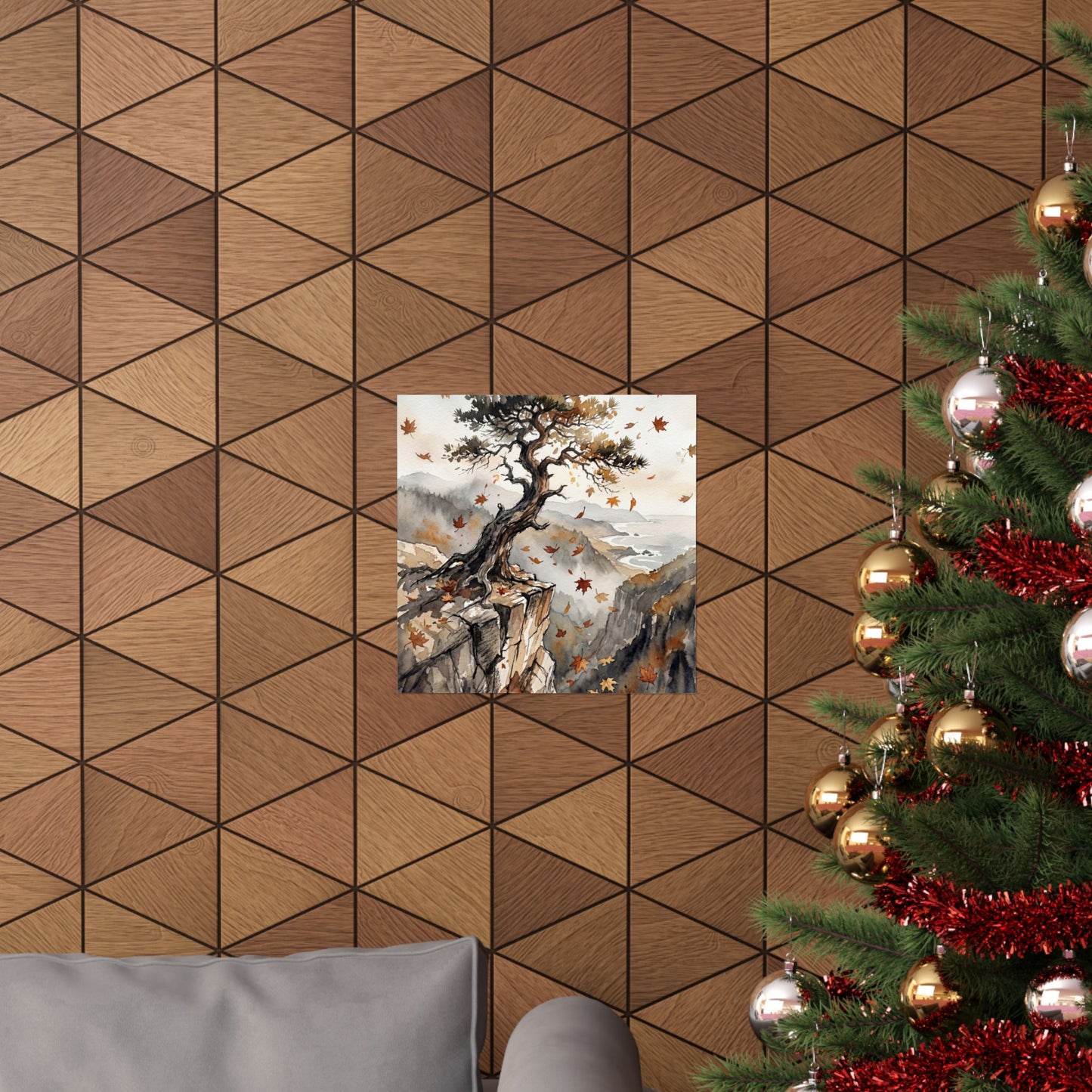 Pine Tree Watercolor Wall Art Print | Earthy Japandi Art