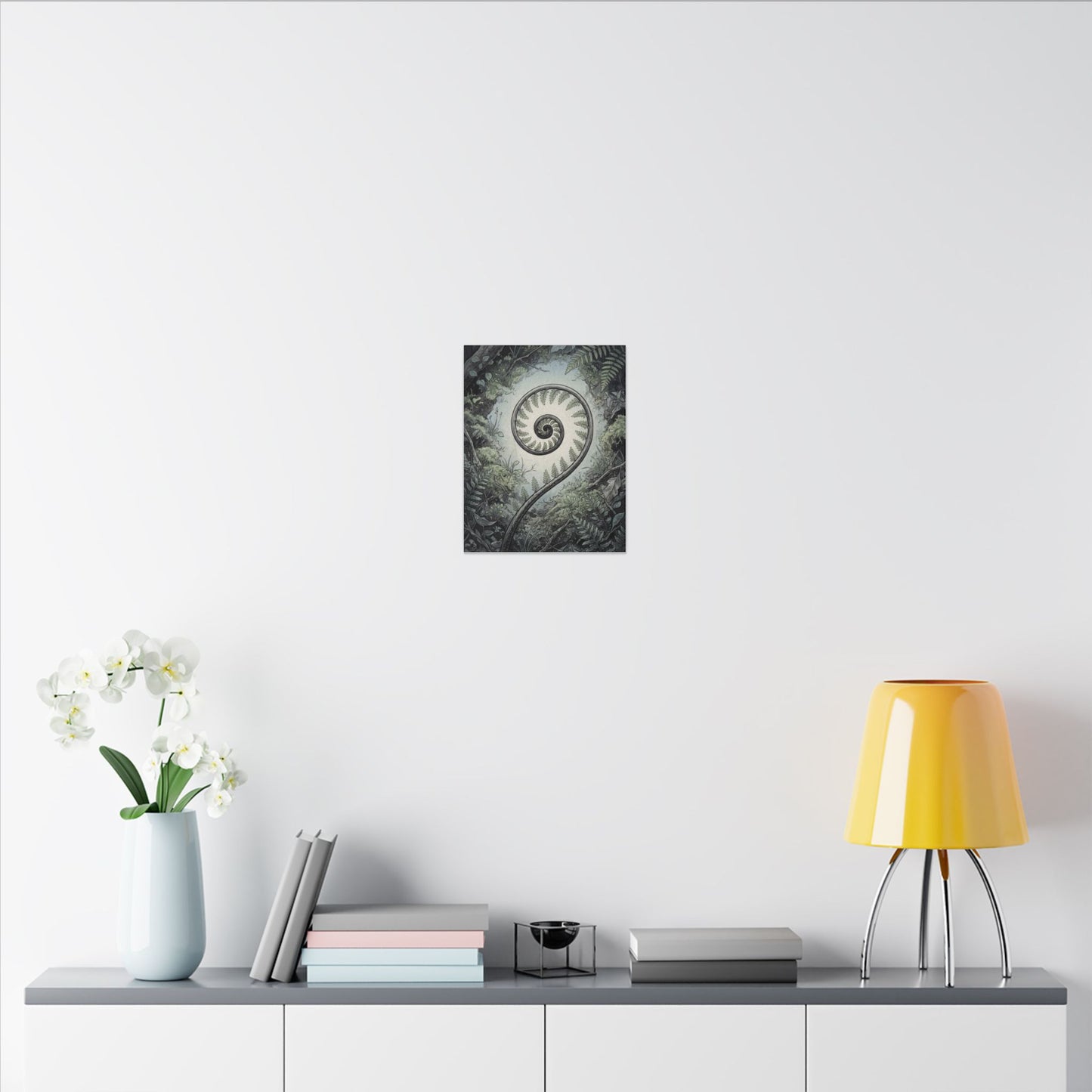 Zen Fern Unfurling in Dawn | Ukiyo E Inspired Canvas Art