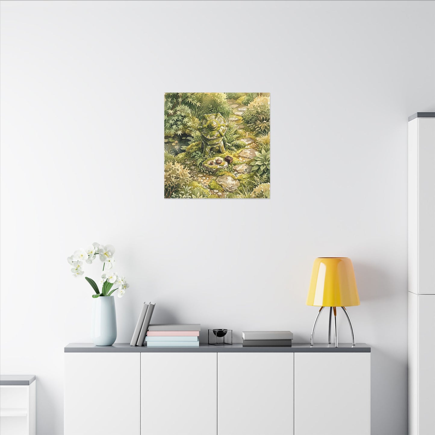 Datsuzoku Stone Lantern Canvas Art - Japandi Watercolor