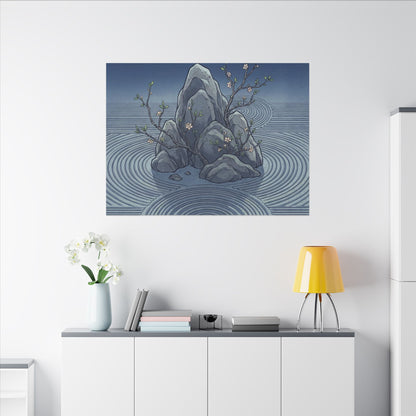 Spring Rock Garden Ukiyo E Inspired Canvas Art | Tranquil Decor