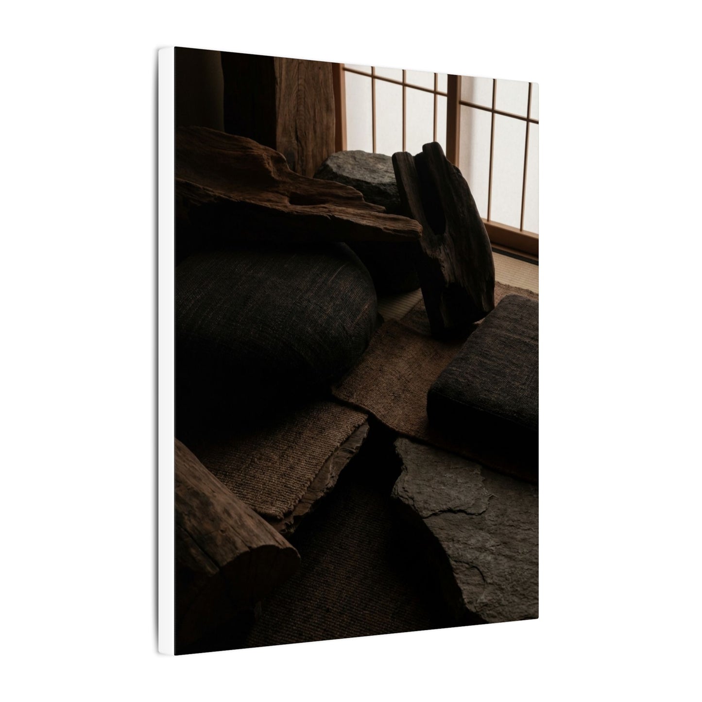 Dark Japandi Shadow Zen Canvas Art