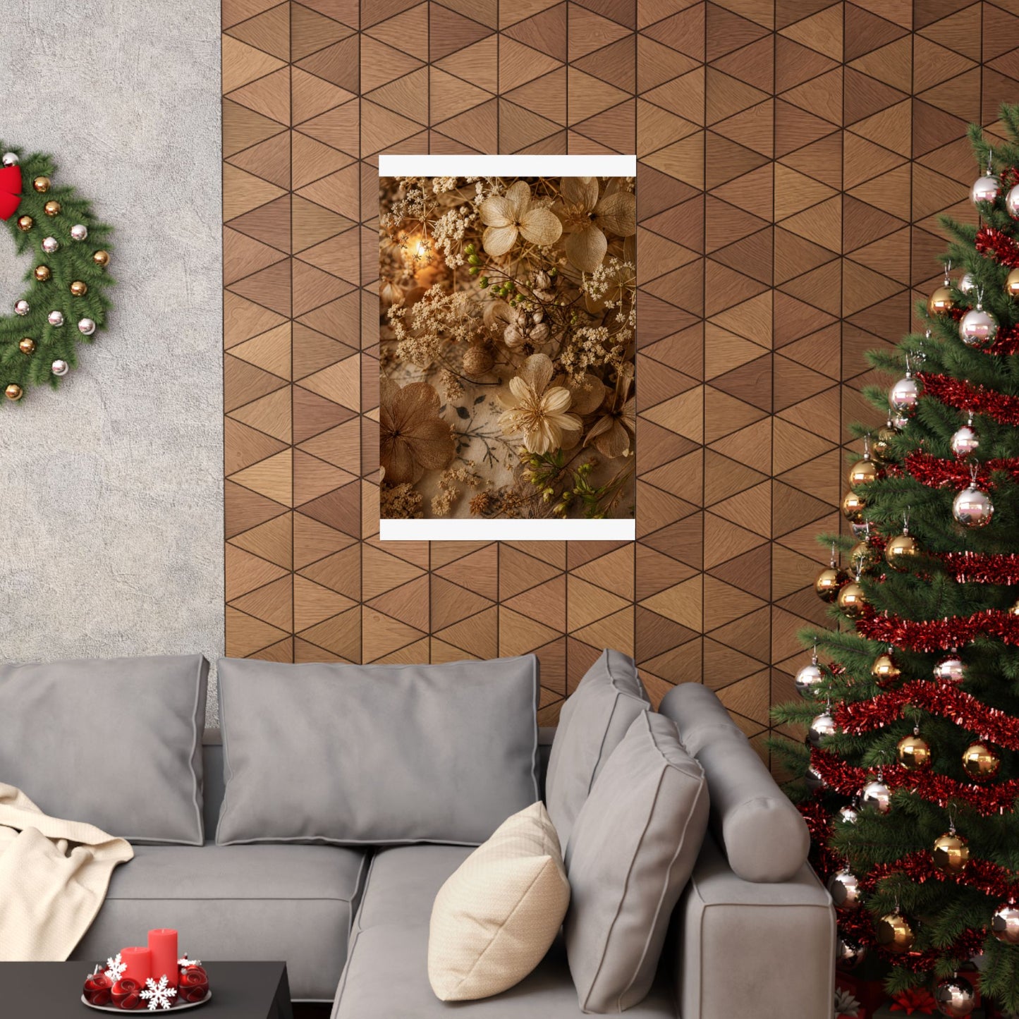 Candlelight Dried Flowers Wall Art Print - Japandi Fukinsei