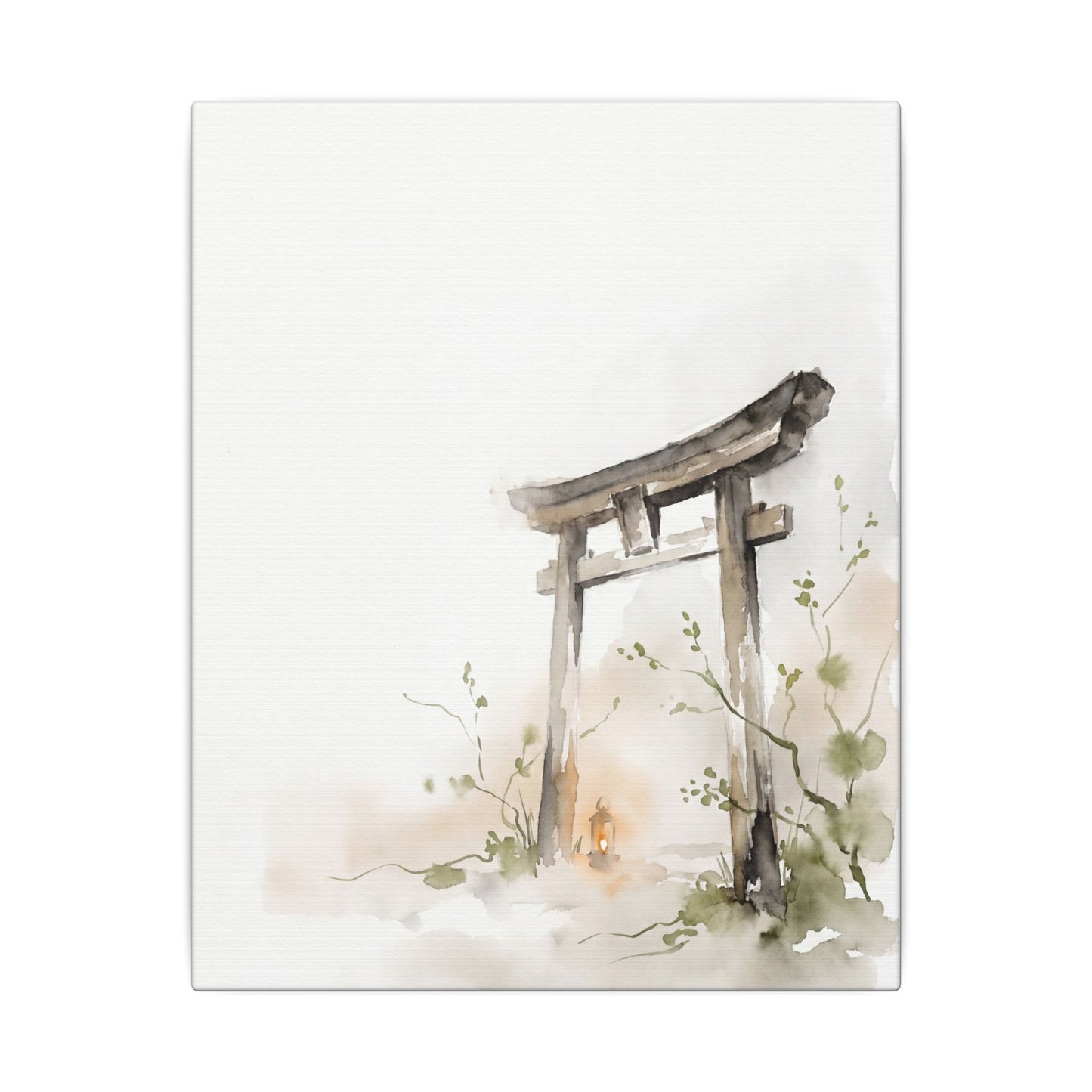 Fukinsei Torii Gate Canvas Art - Japandi Watercolor