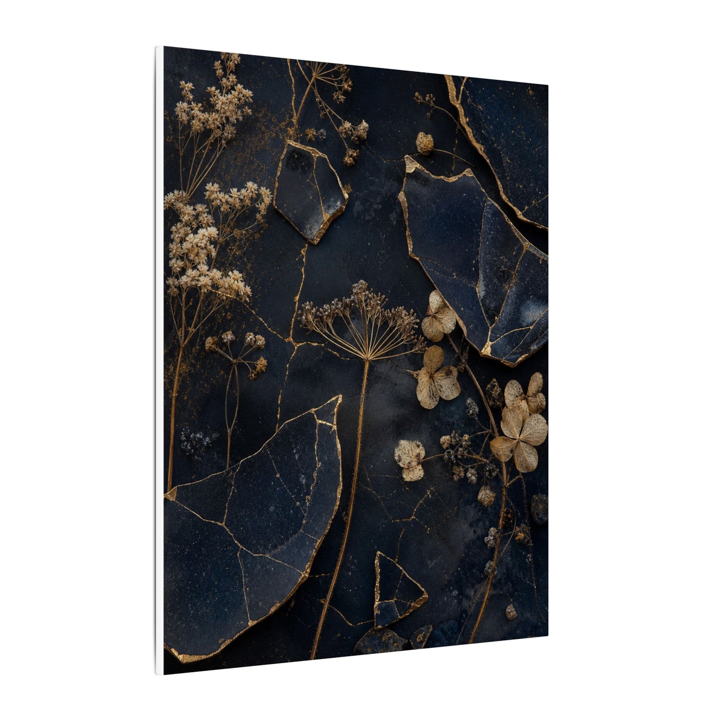 Philosophical Dried Flowers Canvas Art - Broken Beauty Kintsugi