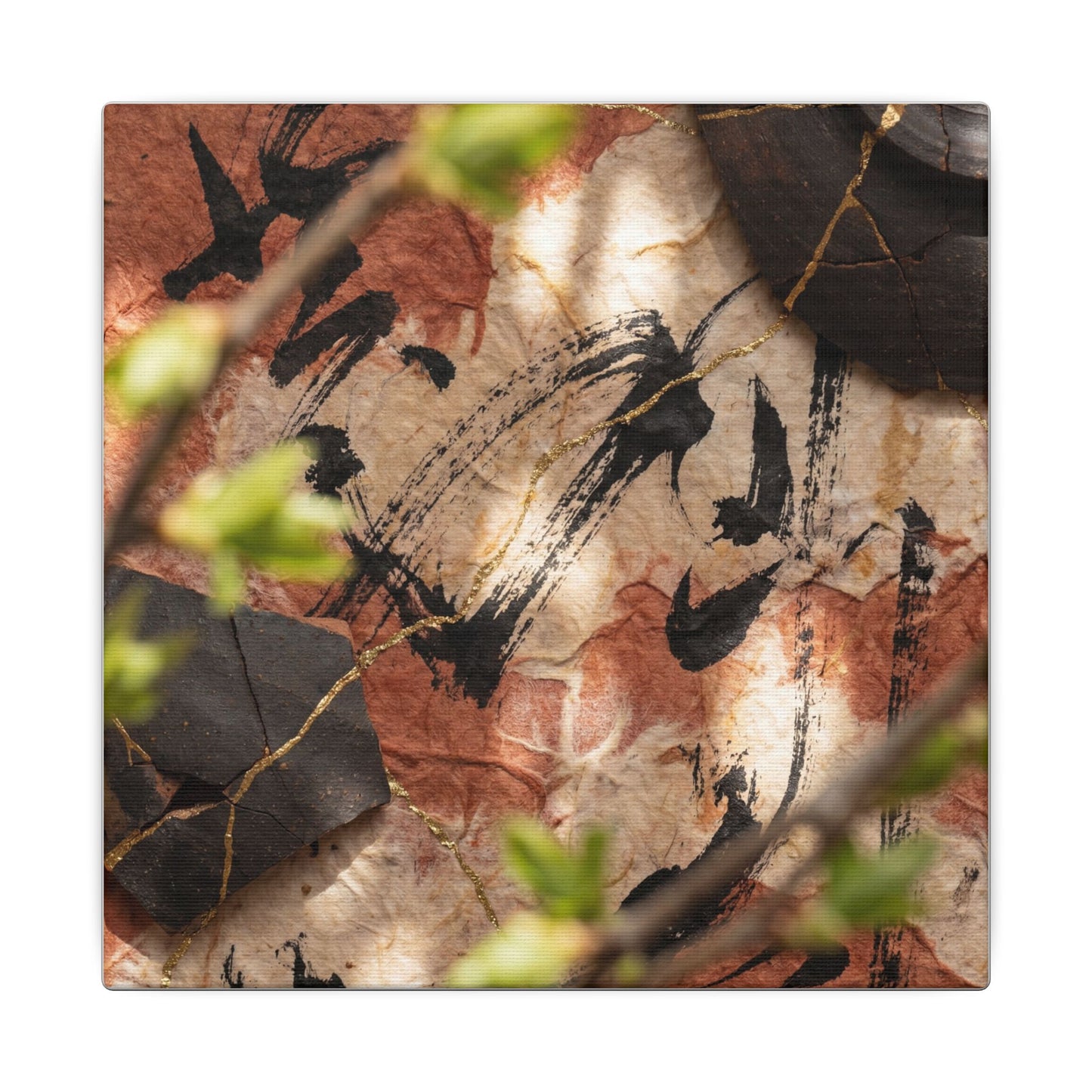 Datsuzoku Ink Brushstroke Canvas Art - Kintsugi Gold Repair