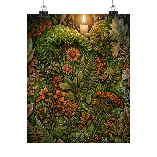 Rustic Moss Close Up Wall Art Print - Herbarium Cottagecore
