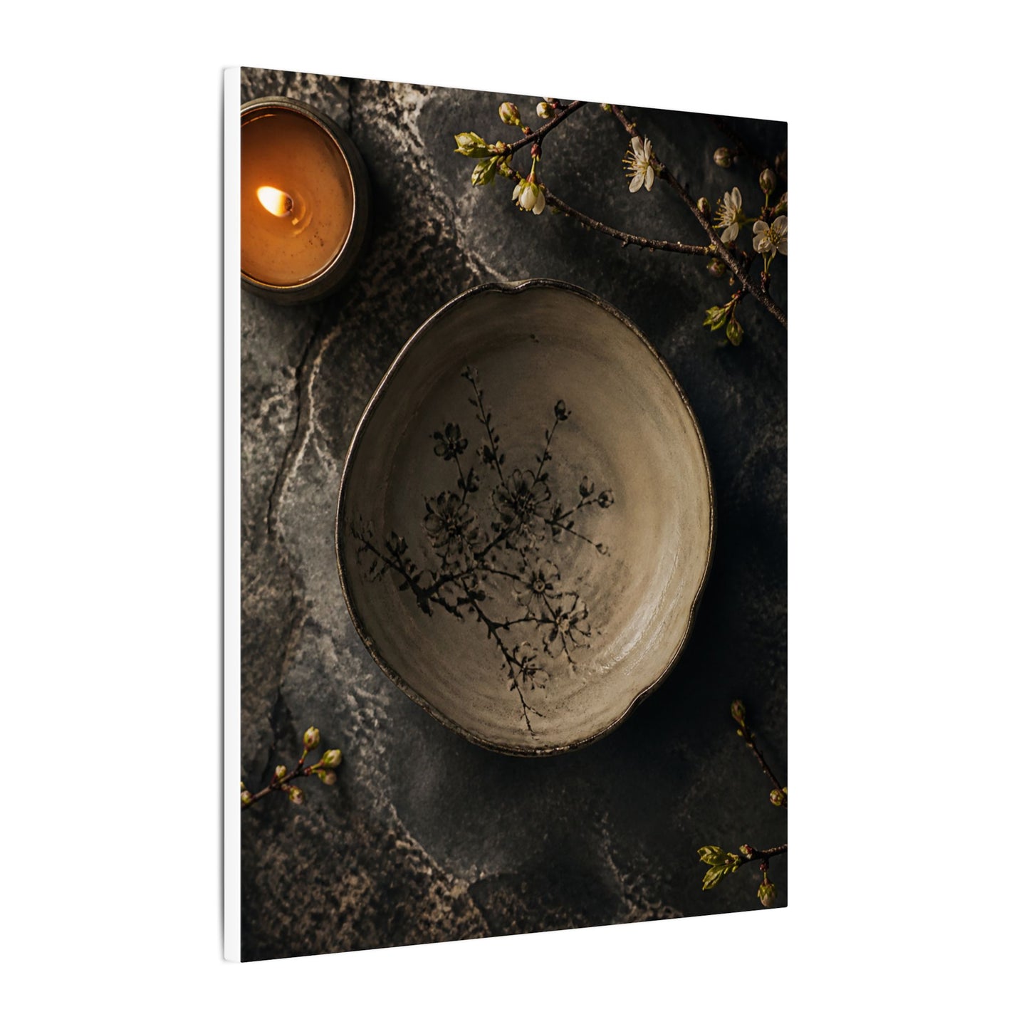 Ceramic Bowl Spring Canvas Art | Japandi Earthy Design