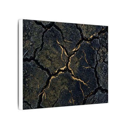 Overcast Cracked Earth Canvas Art - Dark Japandi Ma
