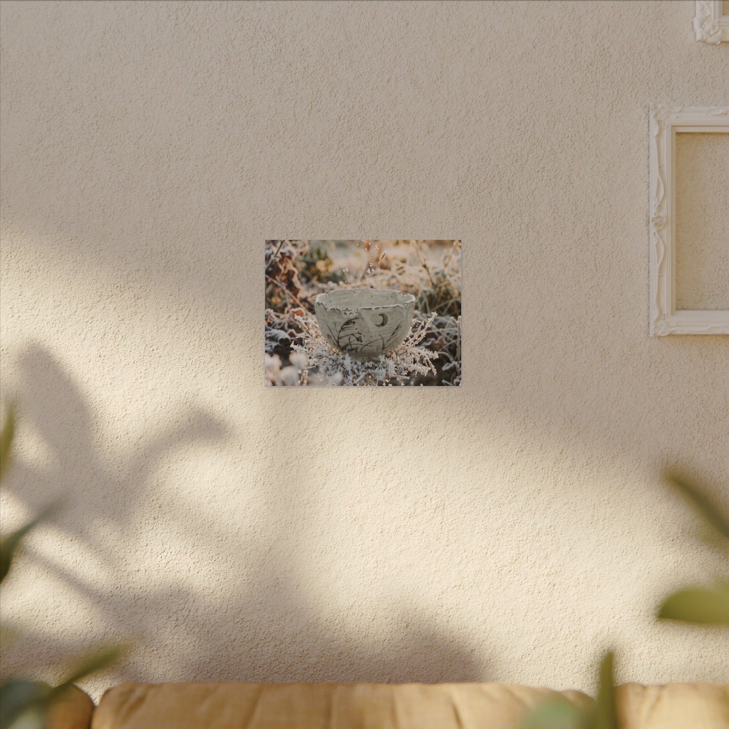 Japandi Ceramic Bowl in Golden Hour | Japanese Pattern Canvas Art