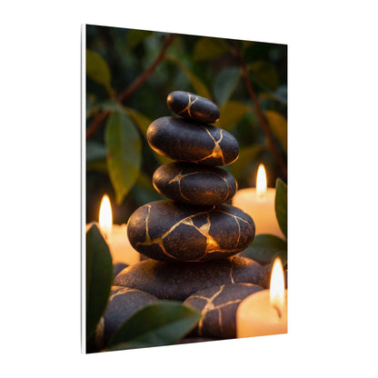 Summer River Stones Gold Vein Canvas Art | Philosophical Decor