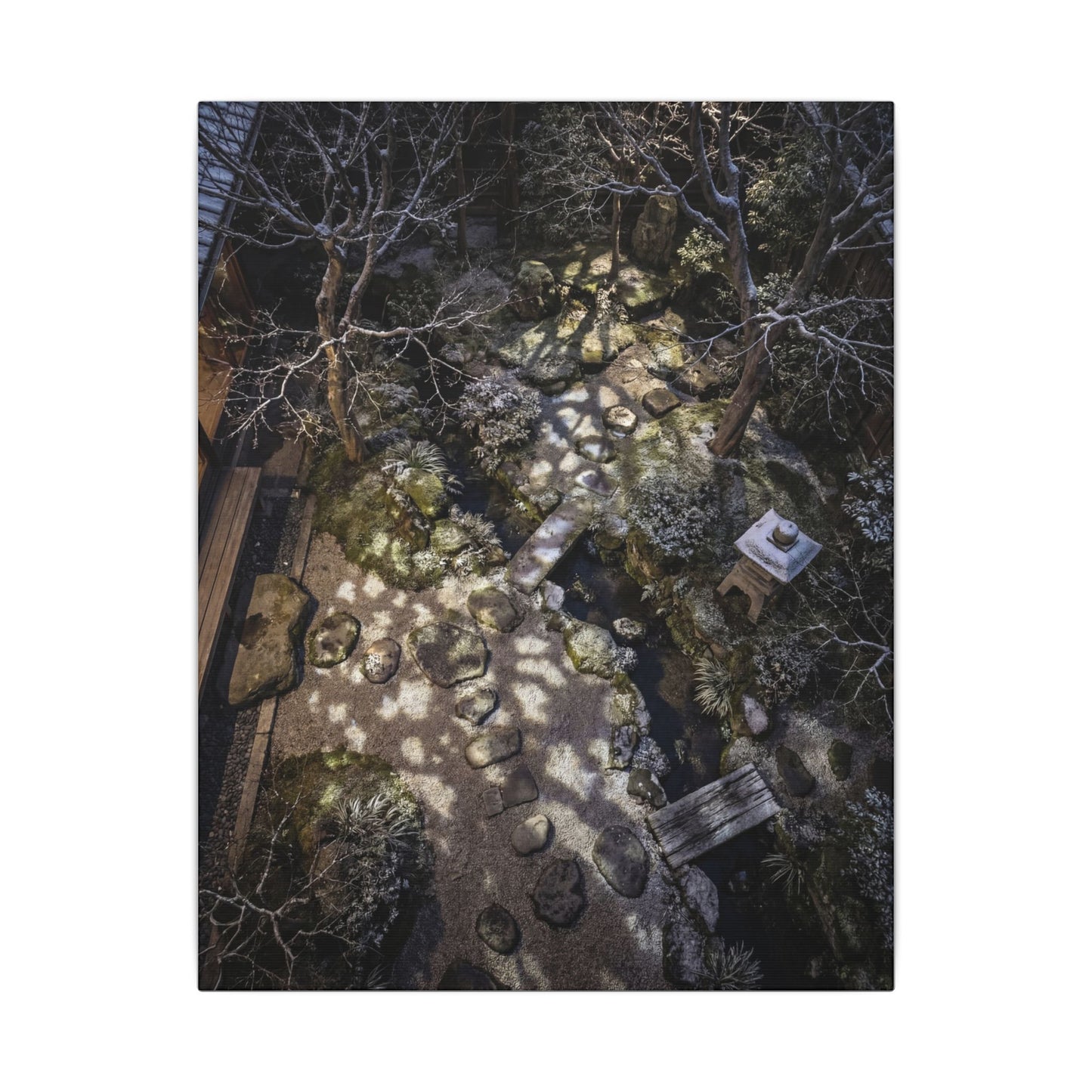 Moonlit Garden Japanese Pattern Canvas Art | Elegant Japandi Art