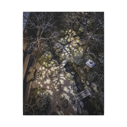 Moonlit Garden Japanese Pattern Canvas Art | Elegant Japandi Art