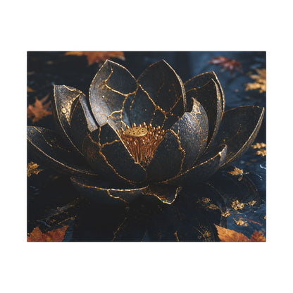 Moonlight Lotus Flower Canvas Art - Kintsugi Fukinsei