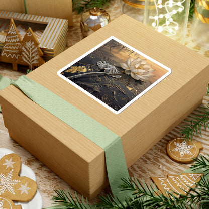 Lotus Flower Winter Sticker | Kintsugi Healing Design Art Print