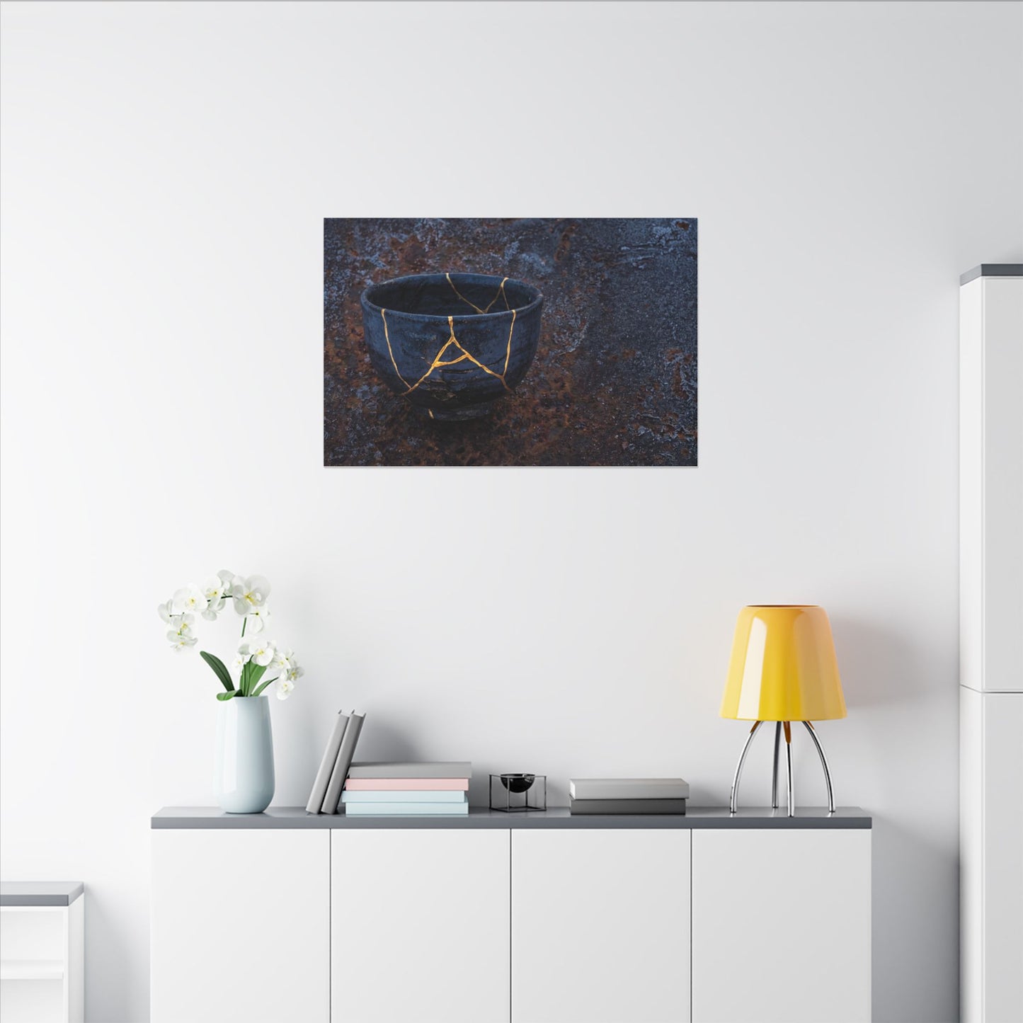 Rust Patina Winter Canvas Art | Kintsugi Healing Design