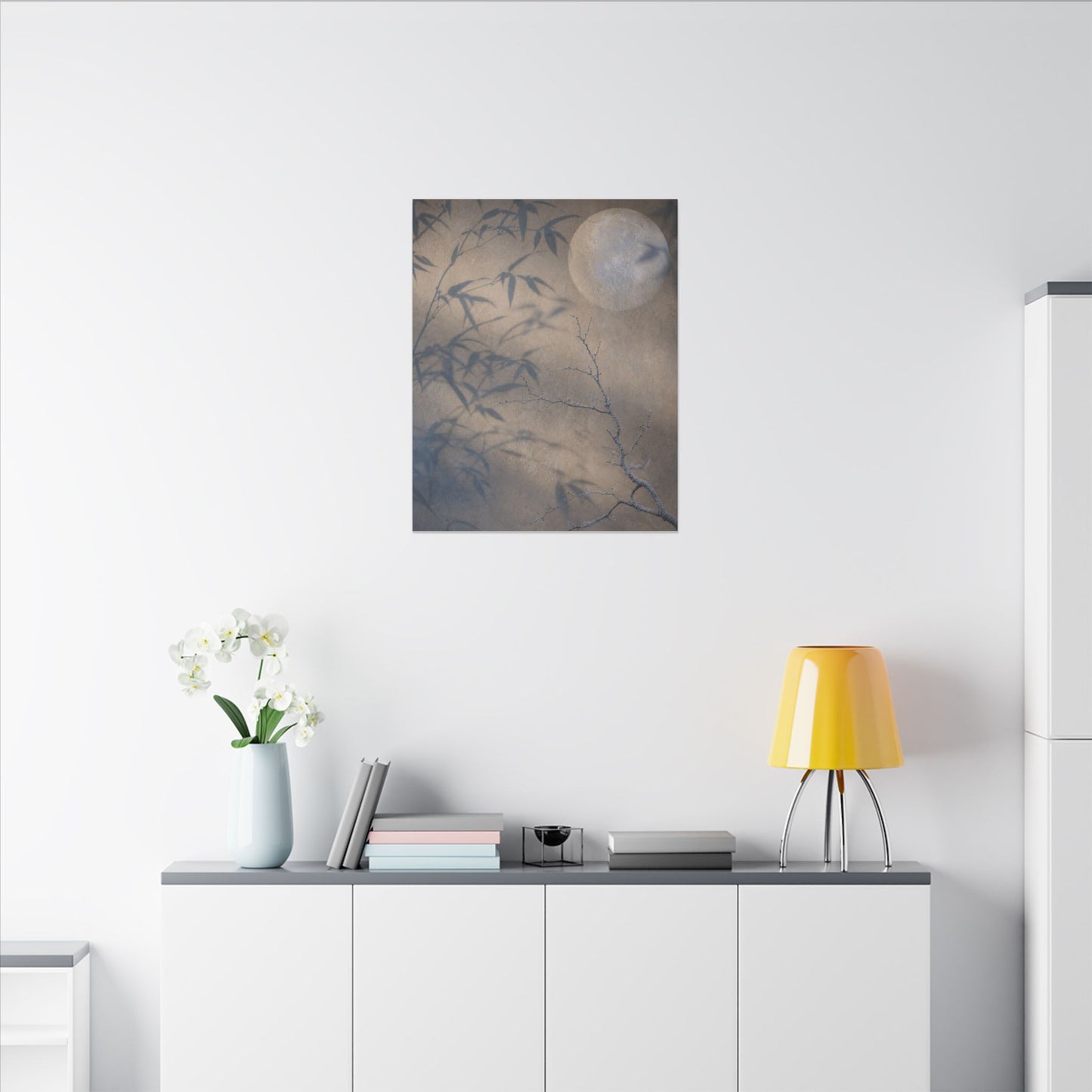 Shadow Play Canvas Art | Winter Japandi Japanese Pattern Art