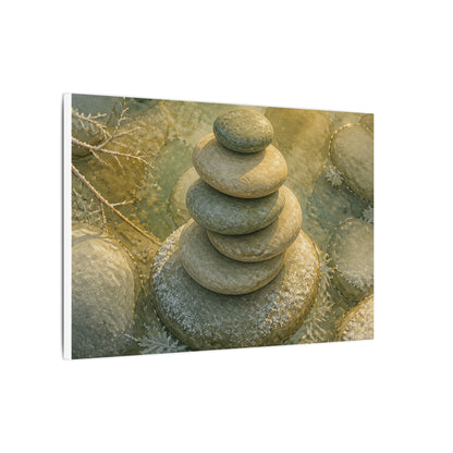 River Stones Watercolor Canvas Art | Elegant Japandi Art