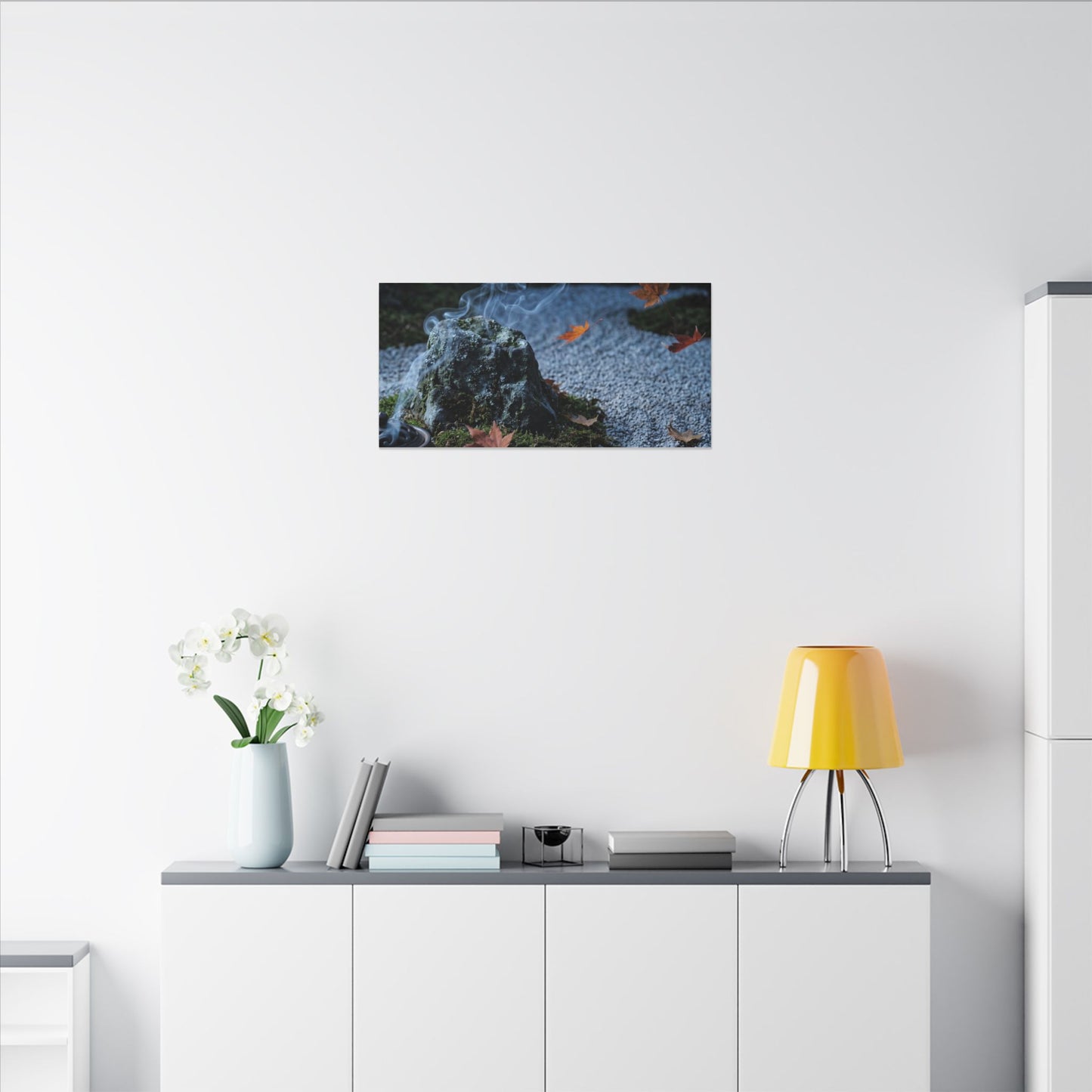 Autumn Incense Smoke Karesansui Canvas Art | Calm Decor