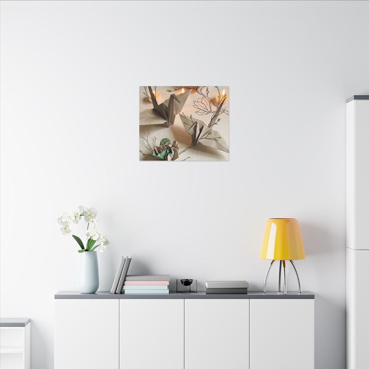 Paper Fold Spring Canvas Art | Japandi Earthy Design