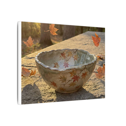 Japandi Ceramic Bowl in Golden Hour | Japanese Pattern Canvas Art
