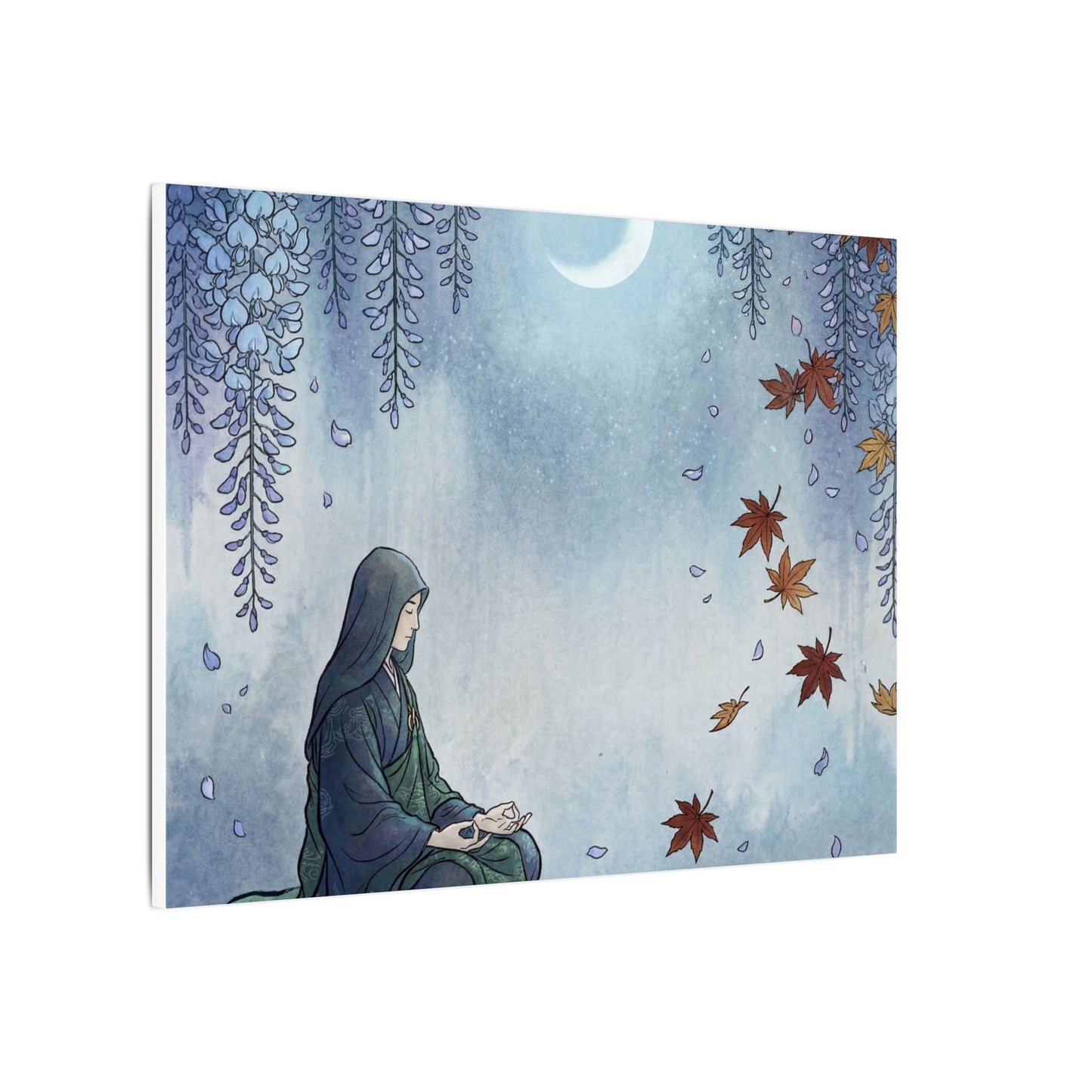 Zen Wisteria in Moonlight | Ukiyo E Inspired Canvas Art