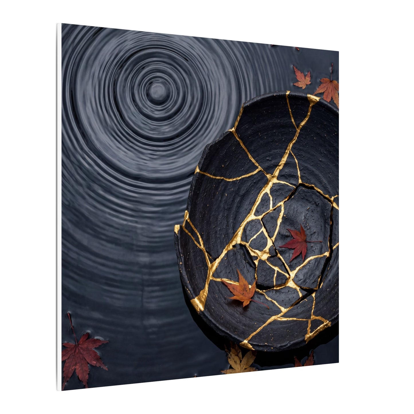 Philosophical Water Ripple Canvas Art - Gold Repair Kintsugi