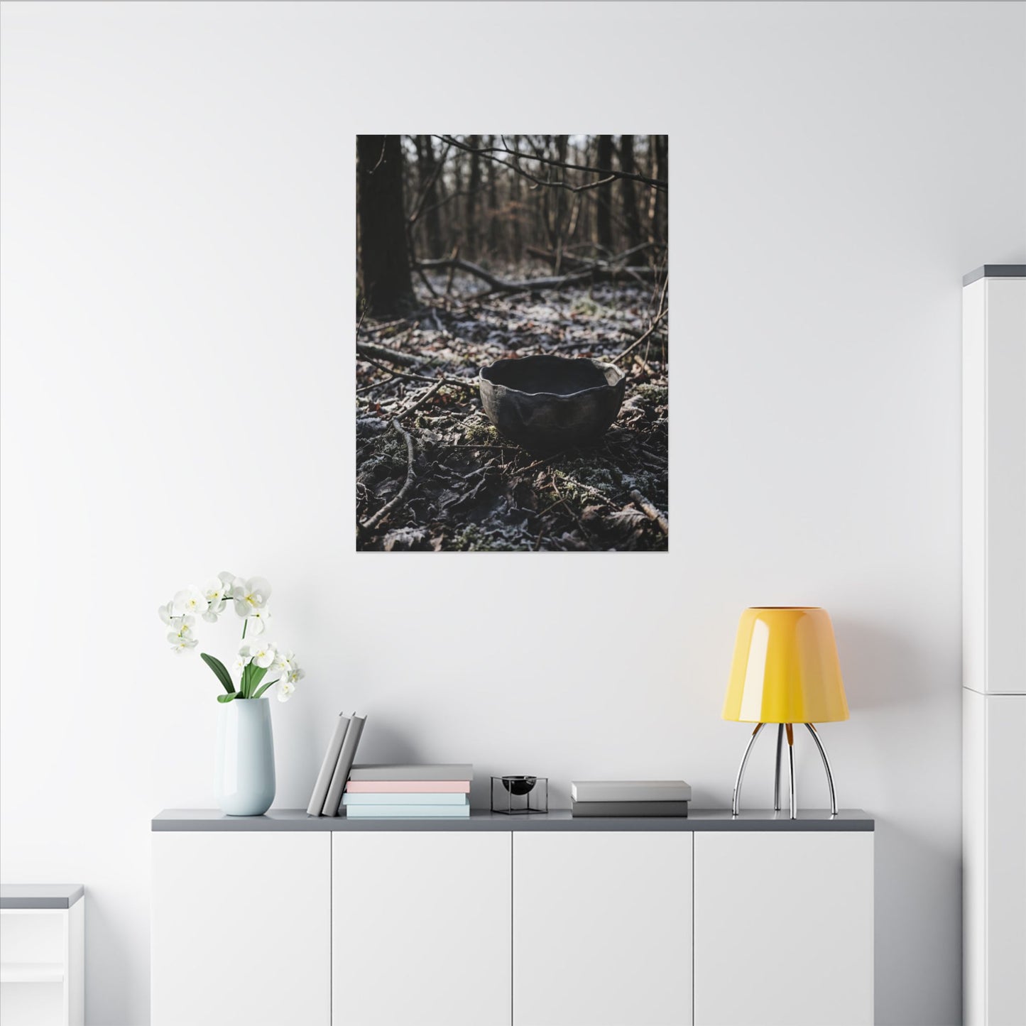 Dappled Ceramic Bowl Canvas Art - Dark Japandi Kanso
