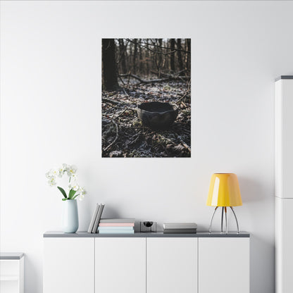 Dappled Ceramic Bowl Canvas Art - Dark Japandi Kanso