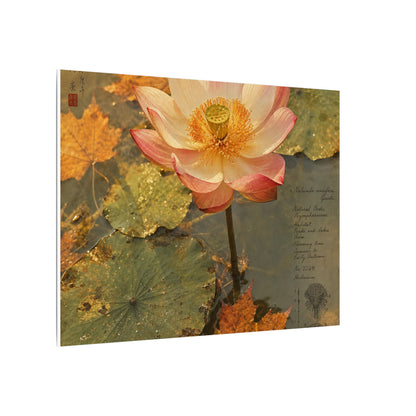 Autumn Lotus Flower Herbarium Canvas Art | Rustic Decor