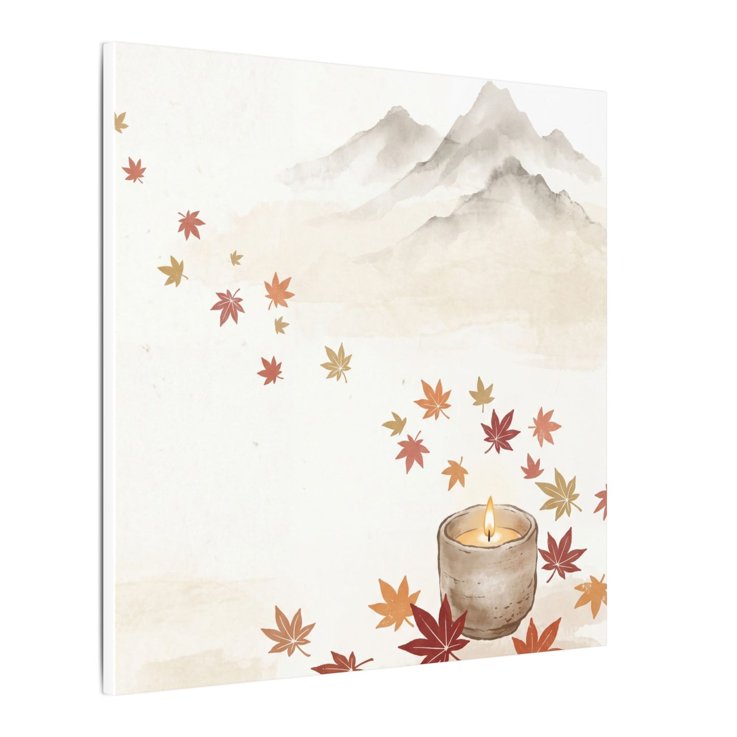 Earthy Mountain Mist Canvas Art - Japanese Pattern Japandi