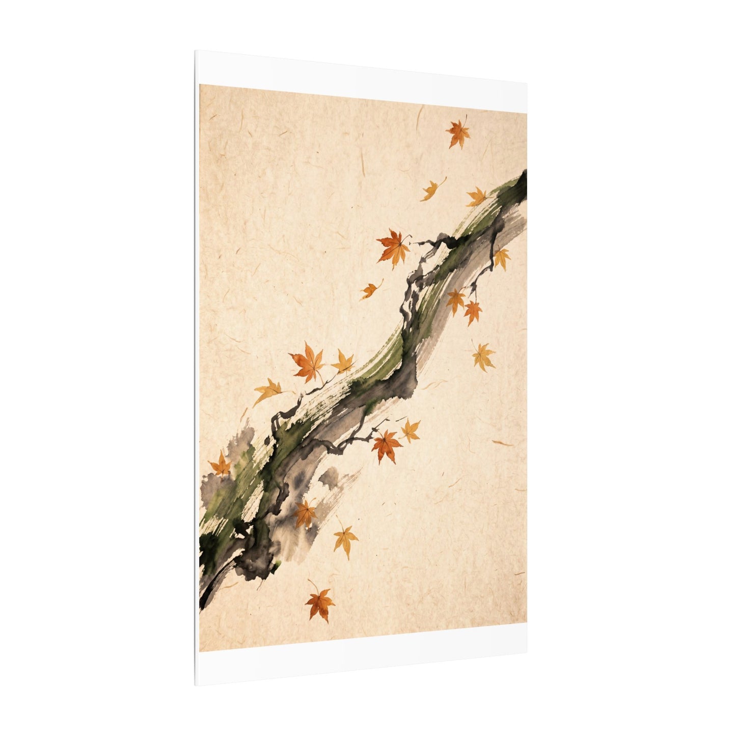 Ink Brushstroke Autumn Canvas Art | Zen Calm Design