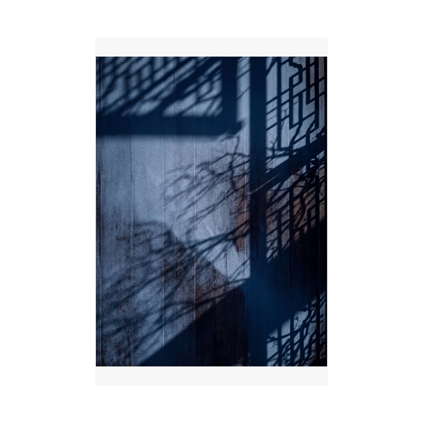 Sophisticated Shadow Play Wall Art Print - Moody Minimal Dark Japandi