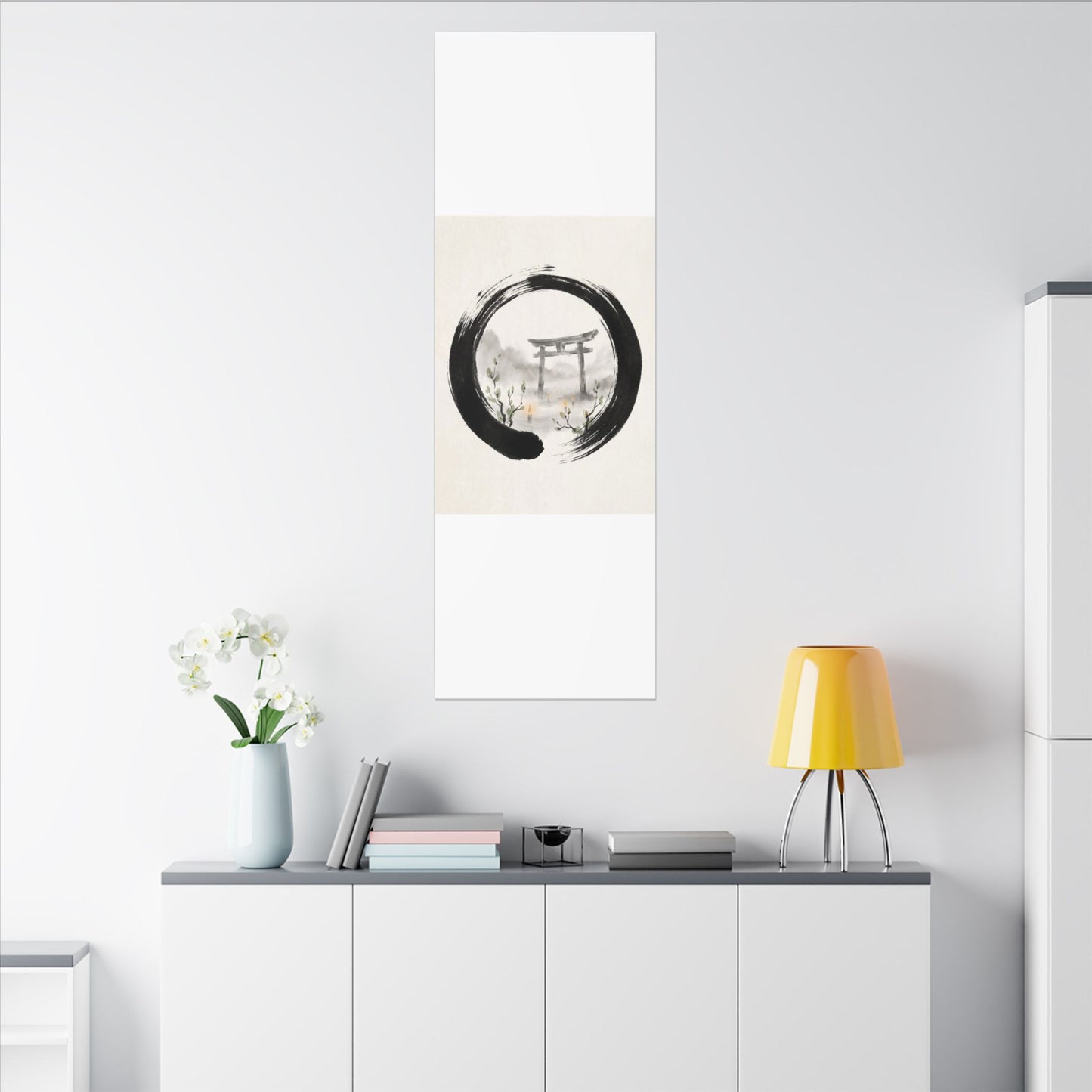 Spring Torii Gate Enso Canvas Art | Tranquil Decor