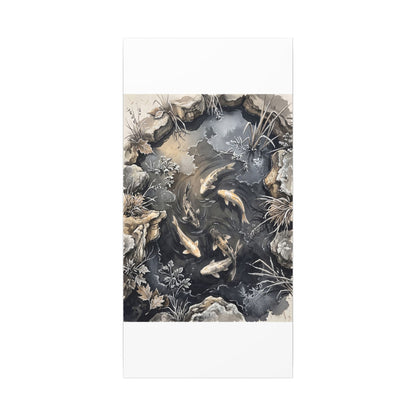 Koi Pond Canvas Art | Winter Japandi Japanese Pattern Art