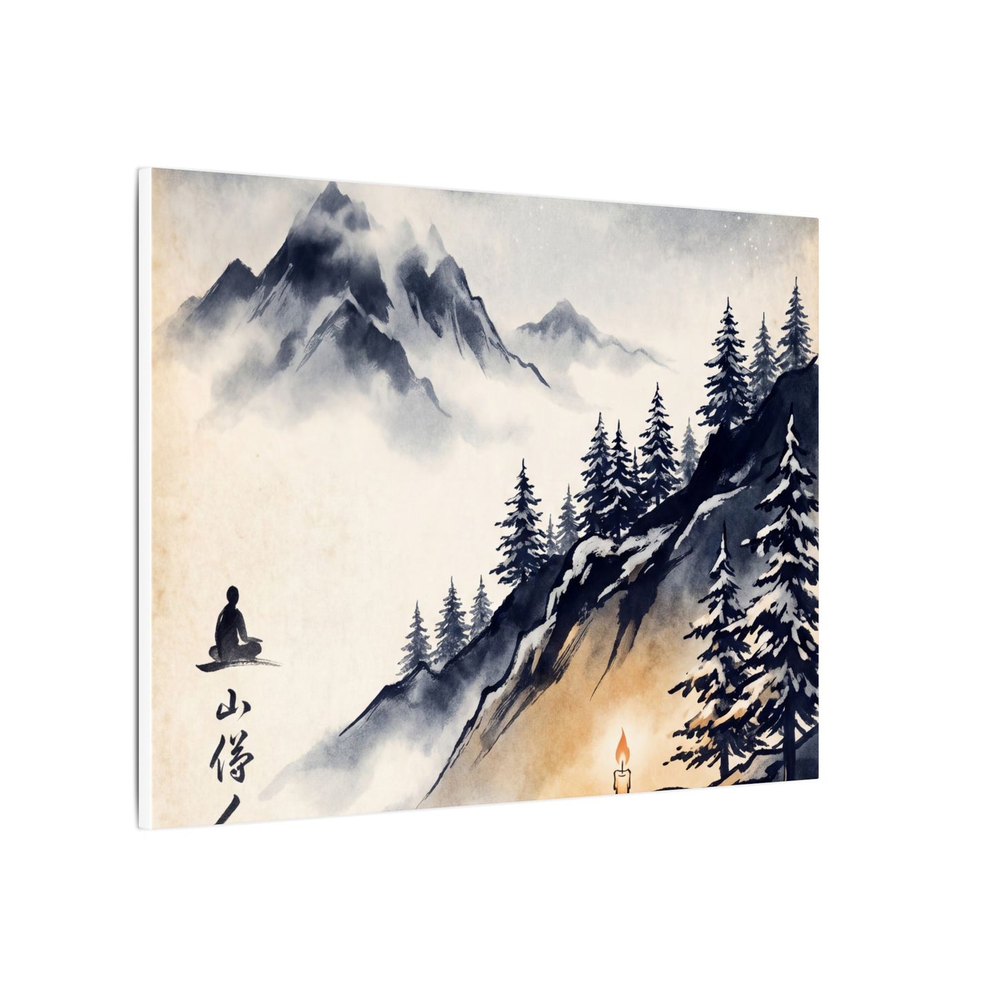 Mountain Mist Canvas Art | Winter Zen Ukiyo E Inspired Art