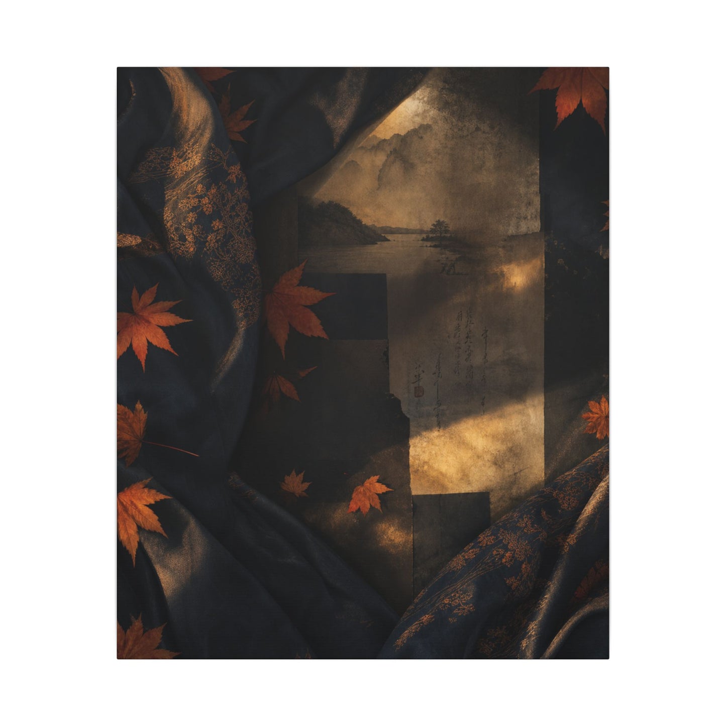 Autumn Silk Drape Shadow Zen Canvas Art | Bold Decor