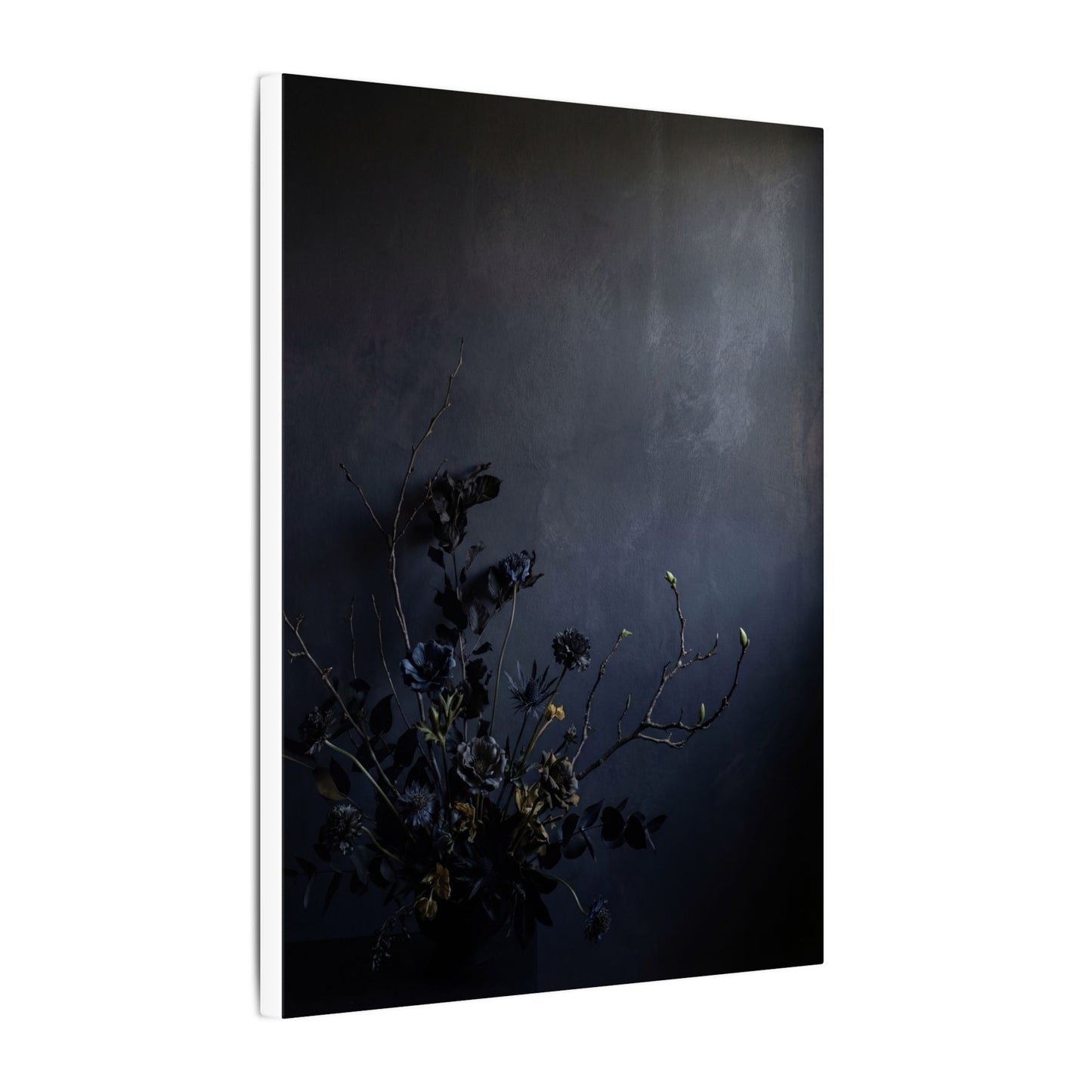 Dried Flowers Spring Canvas Art | Dark Japandi Moody Design