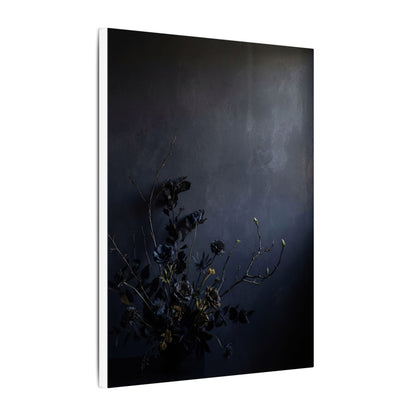 Dried Flowers Spring Canvas Art | Dark Japandi Moody Design