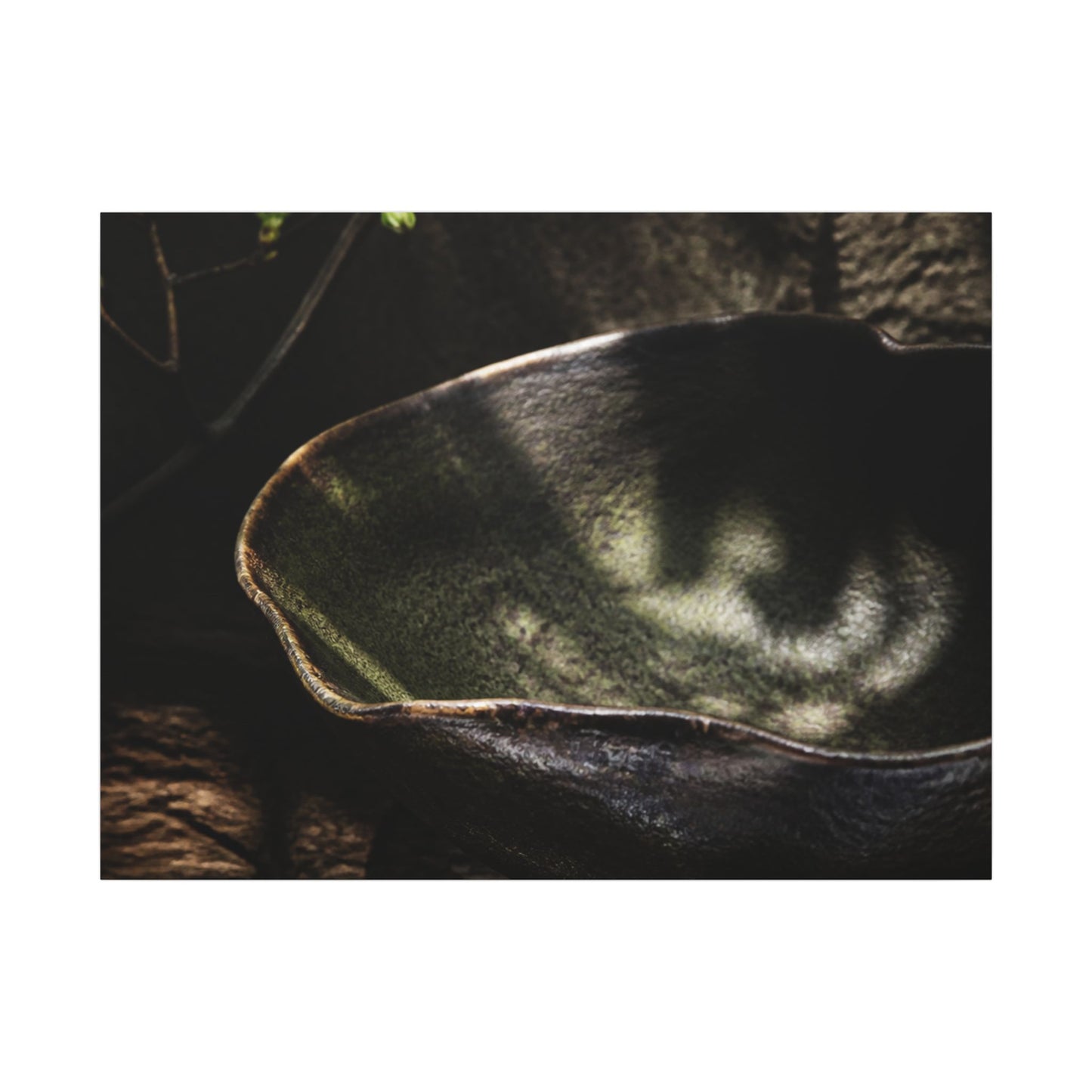 Sophisticated Ceramic Bowl Canvas Art - Dark Texture Dark Japandi