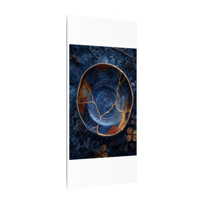 Kintsugi Ceramic Bowl in Moonlight | Crackle Gold Canvas Art