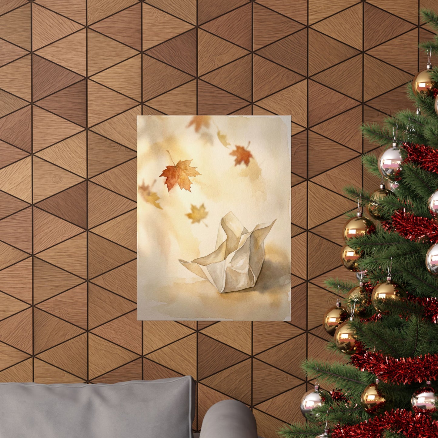 Paper Fold Watercolor Wall Art Print | Earthy Japandi Art