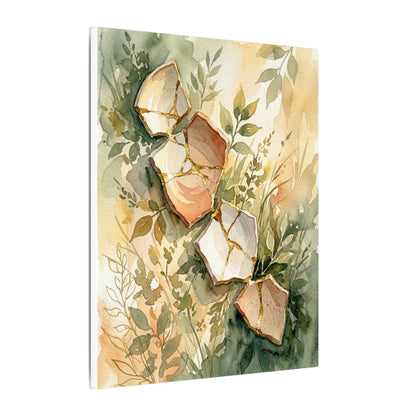 Japandi Broken Pottery in Golden Hour | Watercolor Canvas Art