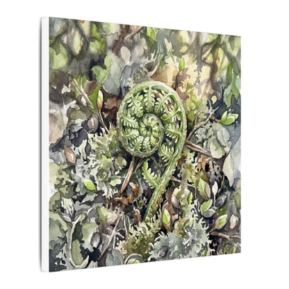 Fern Unfurling Spring Canvas Art | Japandi Neutral Design